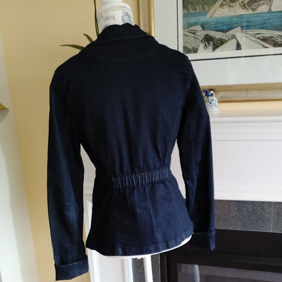 Calvin Klein Jeans Dark-Wash Stretch Denim Blazer NWOT, size S - Picture 6 of 9